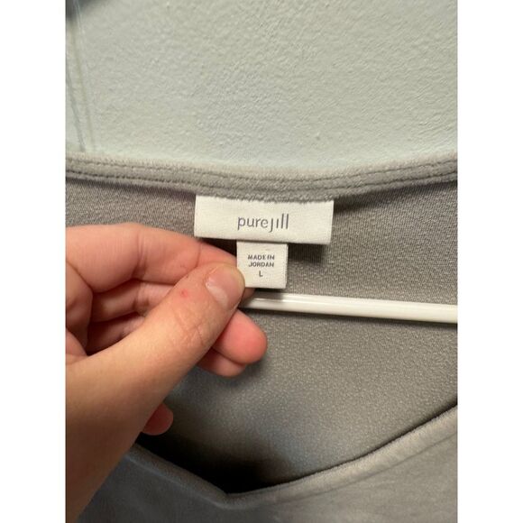 Women's Pure J. Jill Gray Velour Crushed Velvet V-Neck Long Sleeved Tunic Size L - Picture 2 of 11